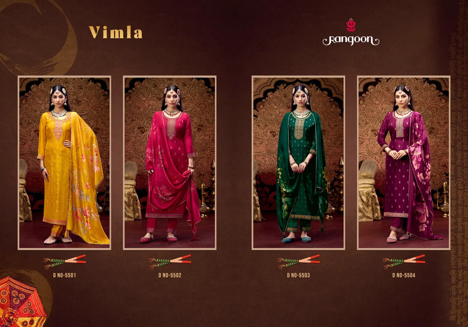 Vimla By Rangoon Jacquard Kurti With Bottom Dupatta Wholesale Shop in Surat
